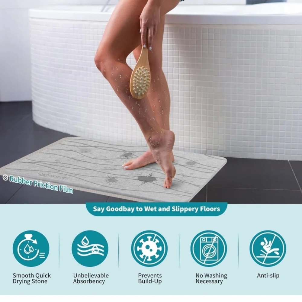 COPY - Stone Bath Mat, Diatomite Natural Earth Stone, Absorbent, Non-Slip